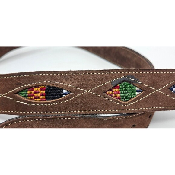 Womens Suede Brown Belt Southwest Weave Cutout Design Western Cowgirl Size 38 - Picture 5 of 6